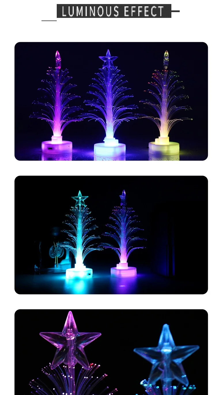 Illuminated Led Christmas Tree Night Light Gift Colorful Fiber Optic