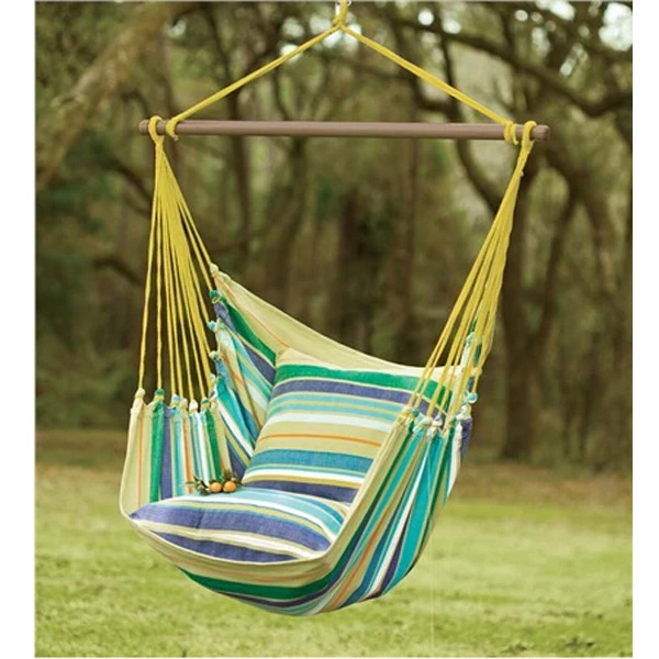 Hanging Hammcok Chair Sky Chair with Pillows Cotton Canvas Rope Chair Green 