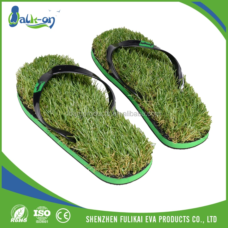 High density Artificial Grass Flip Flops men's casual slippers