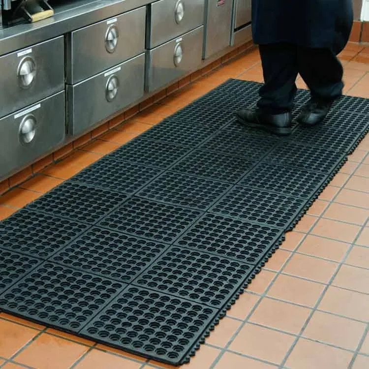 4x4 Interlocking Anti Slip Anti Fatigue Mesh Kitchen Rubber Floor Mat