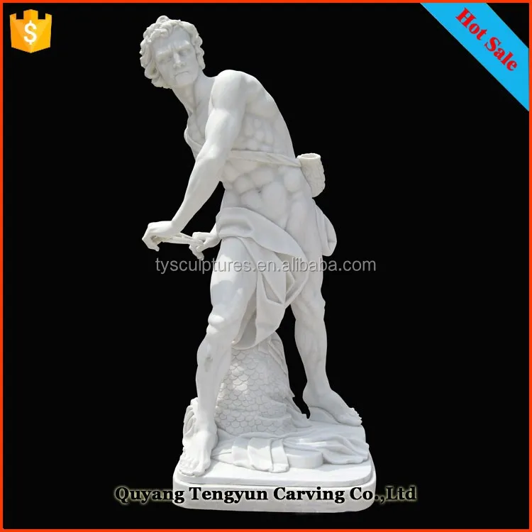 Ancient Greek Stone Figure Art Sculpture Famous Male White Marble