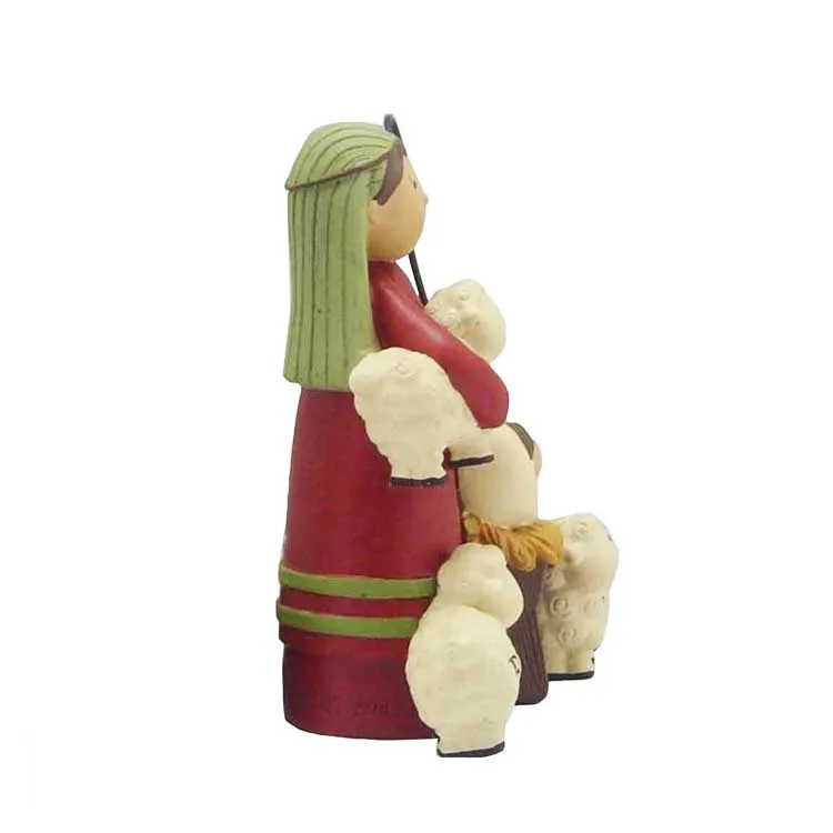 'rejoice' joseph shepherd with sheep/baby religious ornaments christmas decorations