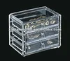 Clear Acrylic Jewelry Ornaments Earring Display Box Acrylic Deluxe 3 Drawer Jewelry Chest Box