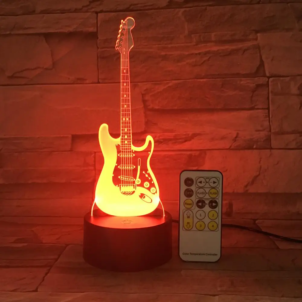 Lampu Led Lampu Malam Kreatif 3d Illusion 3d Gitar Acrylic Perubahan