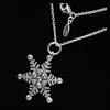 Austria Diamond Rhinestone Cut Snow Flake Pendant Necklace Sweater Chain for Christmas party