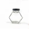 hexagonal jam bottle 120ml 4oz empty glass honey jar with metal lids