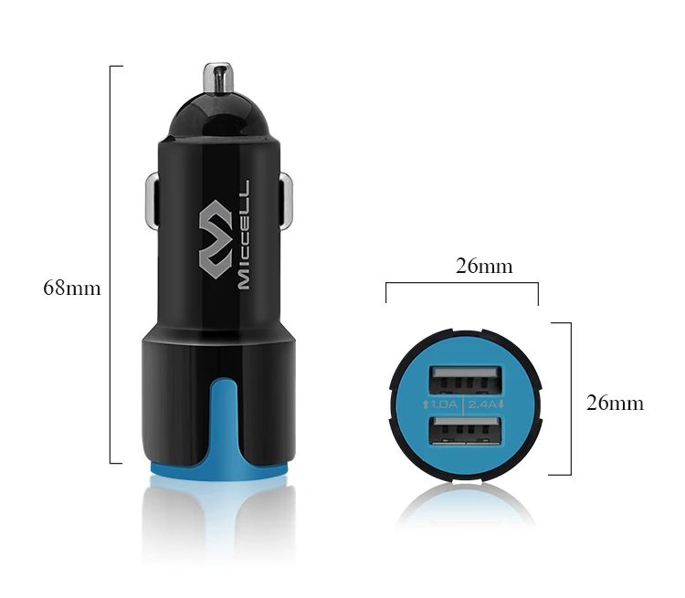 2.4A dual usb mobile phone charger car battery chargers