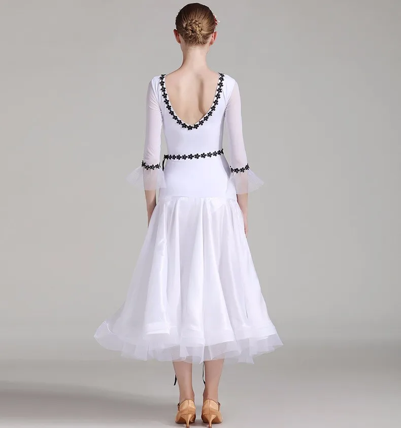 Ballroom Dance Dress White Nylon Ice Silk Woman Standard Dancing