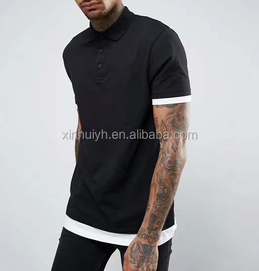 Custom Latest Cotton Black Polo Shirt Men Design Plain Blank Dry Fit Extra Bottom Polo T-Shirts Wholesale