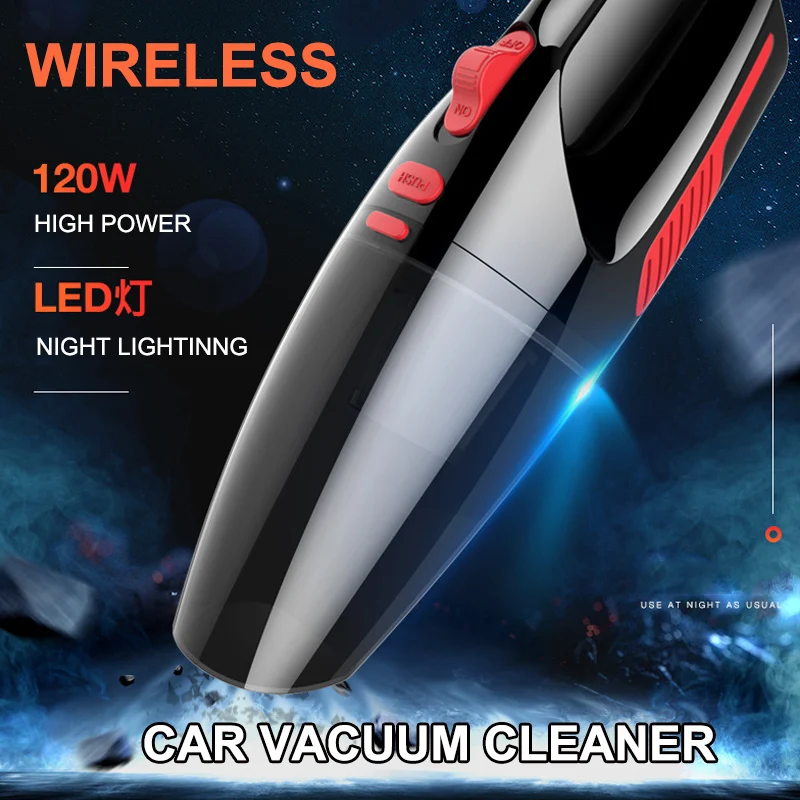 Portable handheld 120W 6KPA dry wet cordless car vacuum cleaner high power for car interior home clean