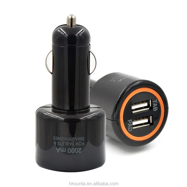 5V 2A factory price dual USB port car charging for samsung Tab ipad