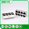 Shield 180 degree vertical stacked 2x4 rj45 jacks , 8 ports dual deck