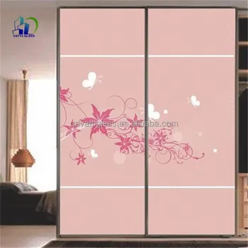 Decorative Wardrobe Sliding Paint Glass Doors Fusing Art Glass Hot