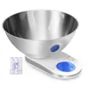 Digital kitchen Scale with 2L Removeable Stainless Steel Bowl High Precision Backlit Display Weight and Volume Units Conversion