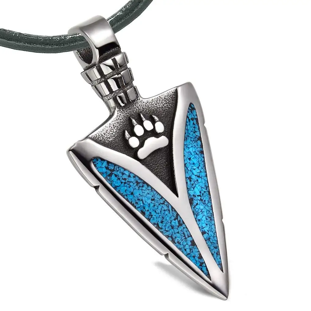 Wolf Paw and Magic Super Star Pentacle Powers Amulet Sky Blue Austrian Crystal Pendant 18 Inch Necklace