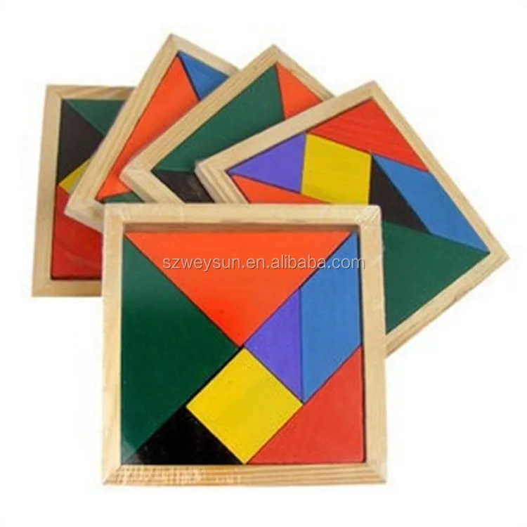 Educational Wooden Seven Piece Puzzle Jigsaw Tangram Brain Teasers Baby Toy 