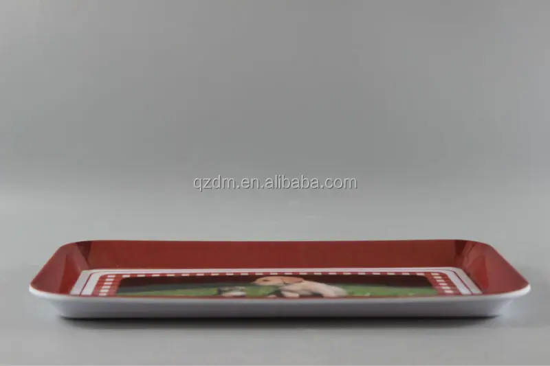Rectangle Shape Melamine Tray With Dog Print