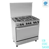 Modern design 32-inch kitchen stainless gas range with oven with 5 burners and top glass