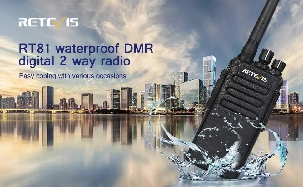 Wholesale 2PACK Retevis RT81 DMR IP67 Waterproof 10W Walkie Talkie UHF 32CH  Encryption Digital/Analog FM Two Way Radio+Programming Cable From 