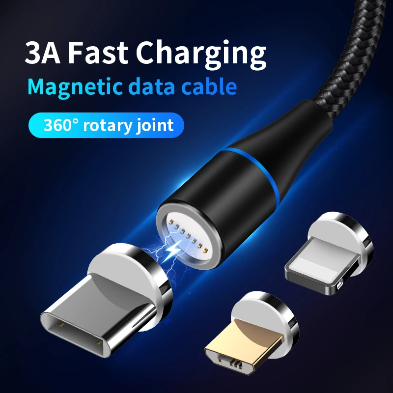 Cell Phone Cable Usb Charger 1m 3 In 1 Usb Charging Data Led