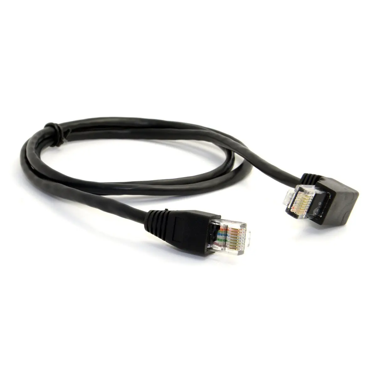 Cablecc 90 Degree Down Angled 8P8C UTP Cat 5e Male to Male Lan Ethernet Network Patch Cord Cable 1m
