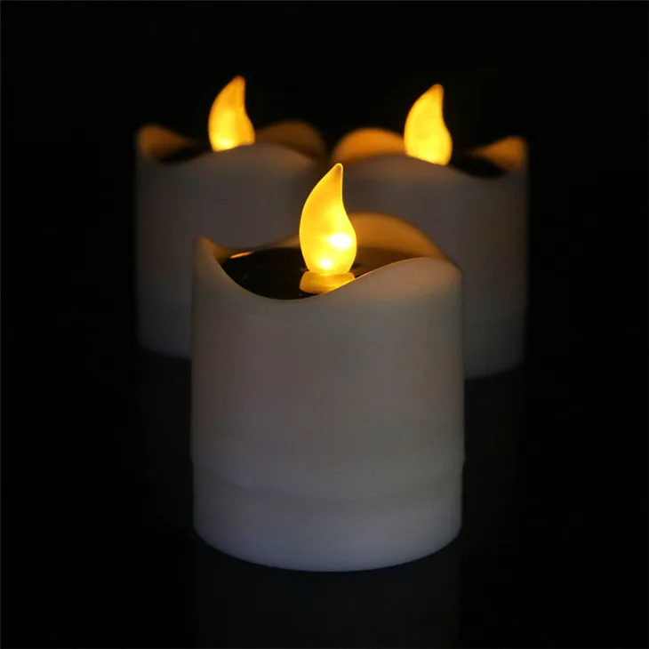 High quality Concave design Waterproof Solar flameless tealight Candles led Solar Candle tea light for Outdoor