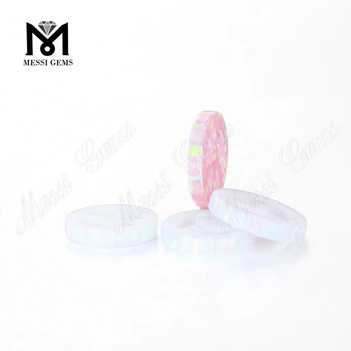 평화 모양 보석 모양 핑크 컬러 카보 숑 합성 오팔 돌