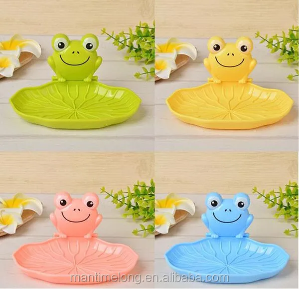 Cute Frog Wall Mounted Soap Dish Organizer With Sucker Kids Bathroom