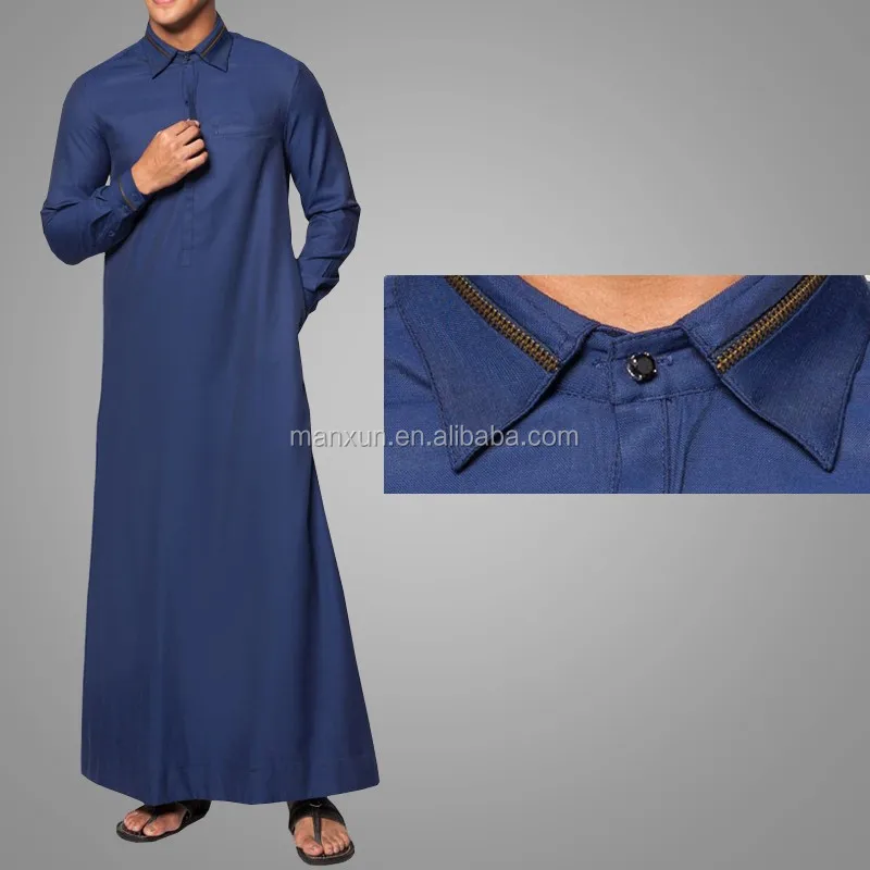 Dubai Jubba Photo Designs For Muslim Men Wear Special Zip Collar Style