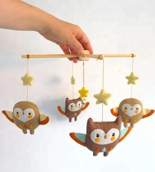 Handmade Baby Crib Mobile Felt Owls Baby Mobile