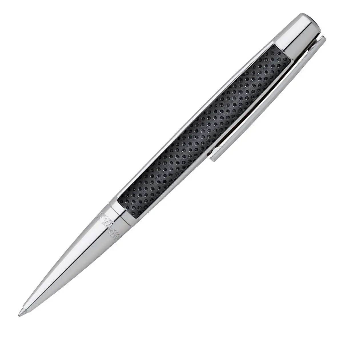 S. T. Dupont Defi Black Perforated Leather Ballpoint Pen