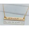 Personalized Rose Silver Present Your Handwriting Engraved Gift, Stainless Steel Bar Necklace in All Capital Letters Personalize