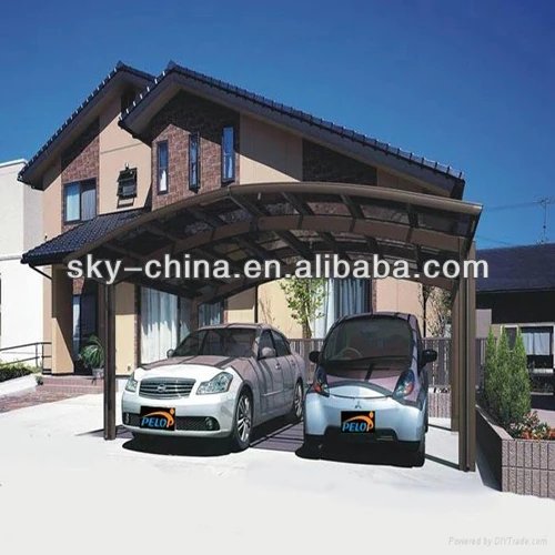 Strong waterproof aluminium car cover for car parking with polycarbonate roof