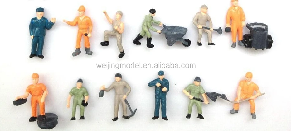 1/50 Mini Workers Construction Figures Figurine Model White F/CAT Car Display 