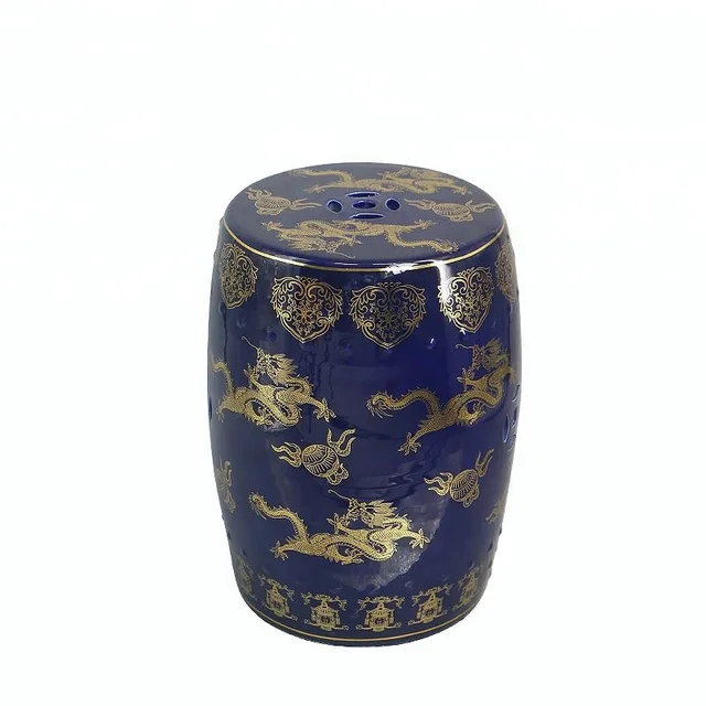 Chinese Dragon Drum Ceramic Stool Uk Flag Painting Porcelain Home