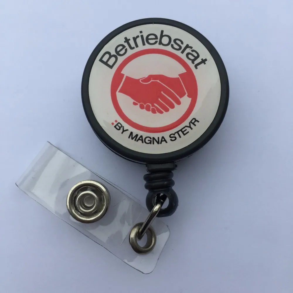 Big Logo Round Retractable Badge Holder With Epoxy Sticker Logo Buy