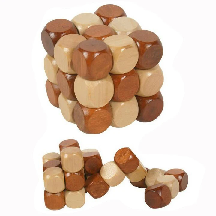 wooden iq puzzle cube