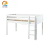 White low kids twin bunk beds top bunk only with built in ladder