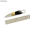 Pocket Folding Key Chain Knife Folding Knife Brass Copper Black Wood Handle With Keychain Ring Carabiner Nylon Sheath