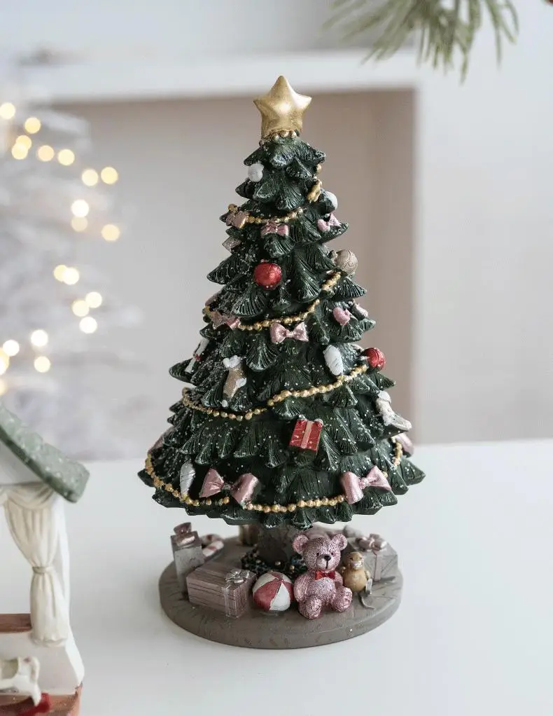 Resin Santa Claus Rocking Horse Festive Desktop Ornaments for Home Christmas Gifts for Holiday Party Crafts