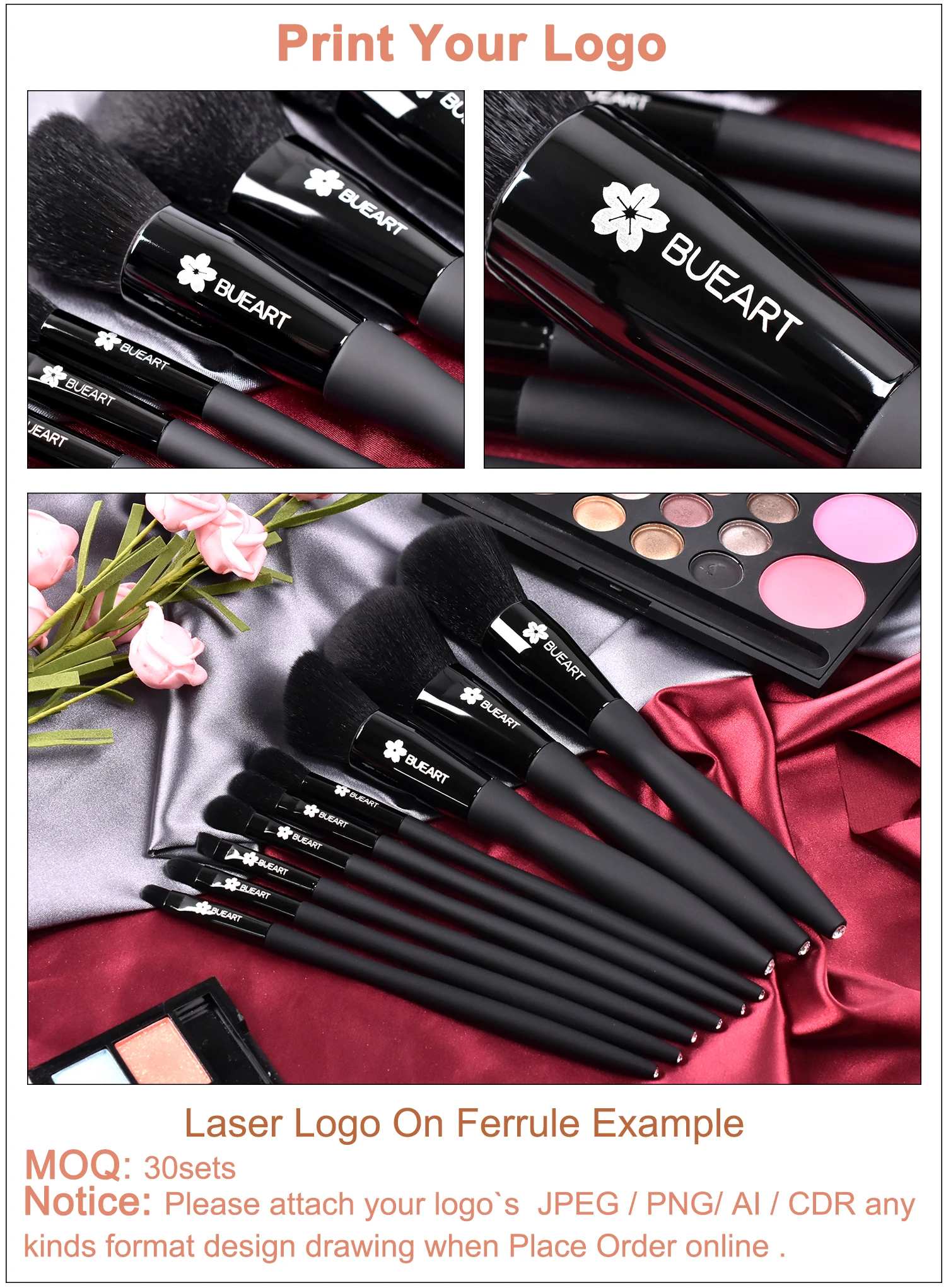 9pcs 10pcs 14pcs Pro High Quality Vegan Synthetic Make Up Brushes Luxury Professional Private 