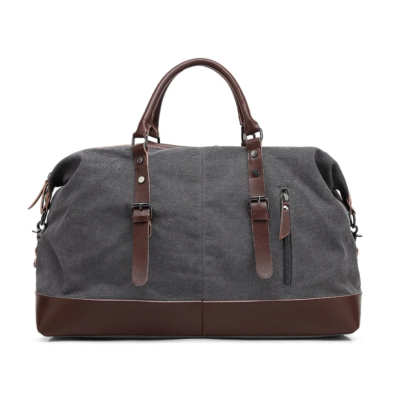 Canvas Leather Duffle Bag Overnight Travel Carry On Tote Bag  Canvas Travel Bag  Men Duffle Bags