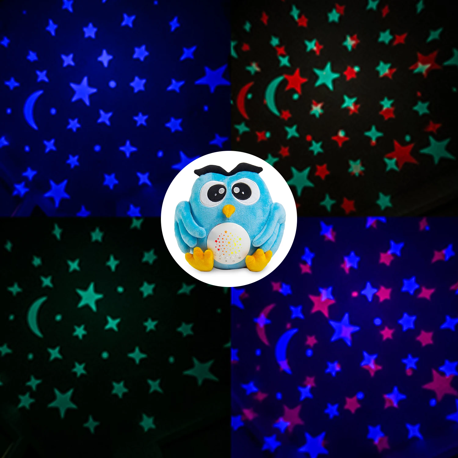 LED star projector stuffed owl baby white noise sound machine