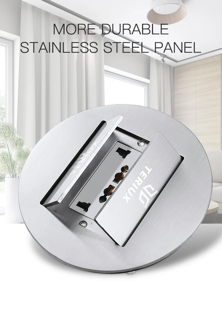 Standard stainless steel multifunctional power round concealed floor socket box