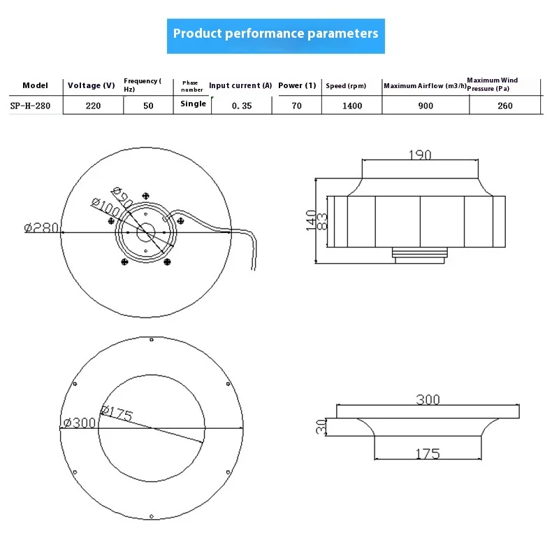 Centrifugal Fan, FFU280, 220v, Aluminum, Roof - detail 14