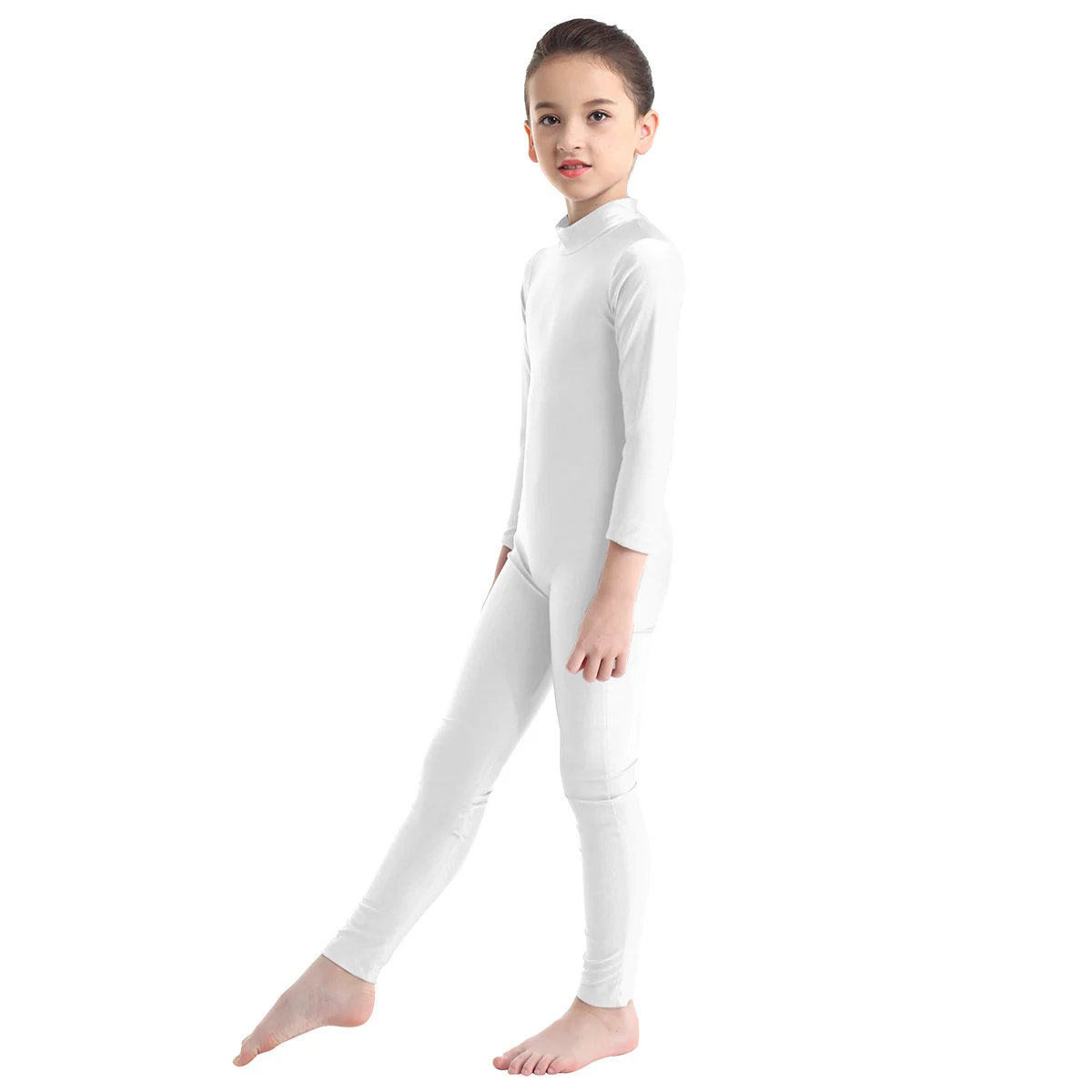 孩子们女孩软舞蹈紧身衣透气长袖拉链芭蕾舞蹈体操连体紧身衣dance