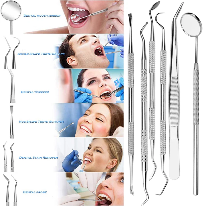 Teeth Cleaning Oral Care Professional Dental Tools Kit 6 Pcs With