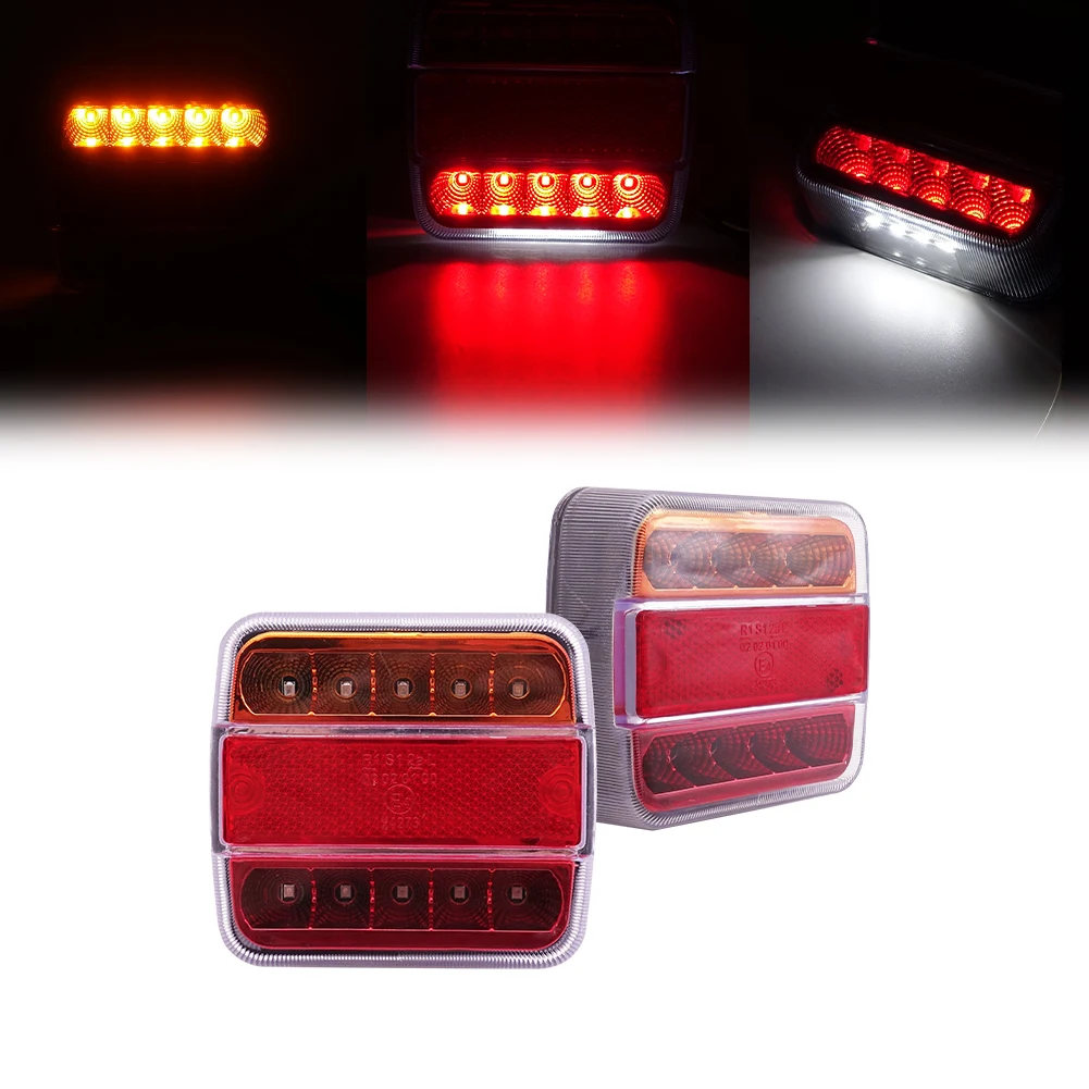 product 14 led rounded square truck trailer lights rear tail light brake stop turn signal lamp taillight-31