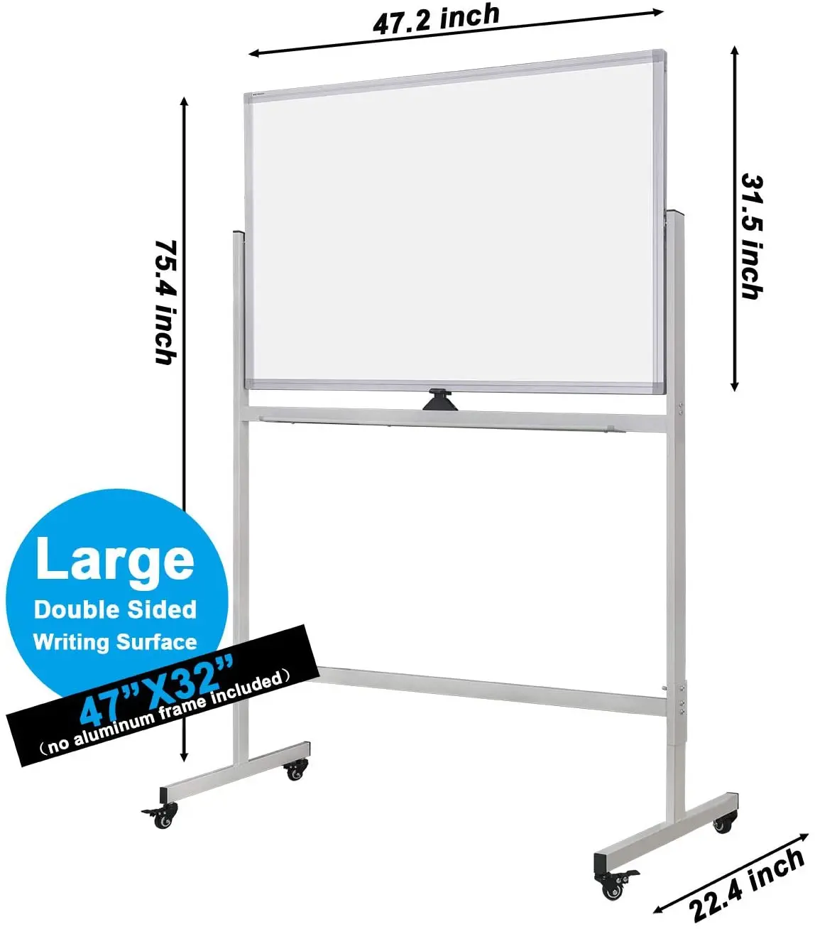 Magnetic Mobile White Board 47 X 32 Inches Big Double Sided Dry Erase ...