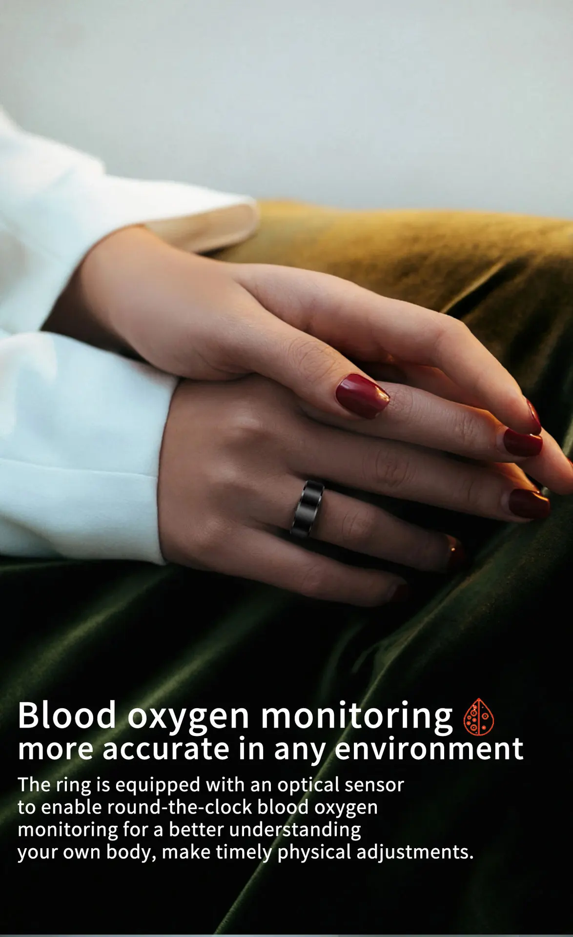 LA380 Smart Ring IP68 Waterproof Heart Rate Blood Oxygen Monitoring Sleep Tracking Remote Control Ceramic Case Android iOS